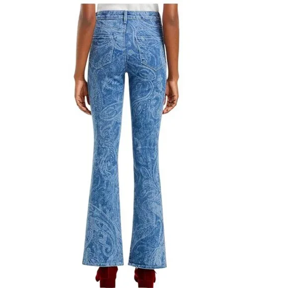 L’Agence Stassi High Rise Jeans 29 Sleek Baby Boot Blue Paisley - Picture 2 of 14